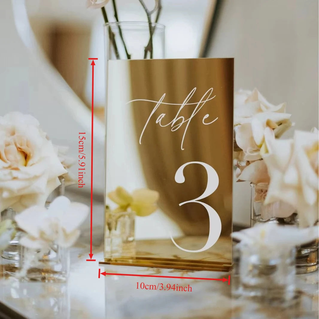 Gold Acrylic Wedding Table Numbers (1-25)