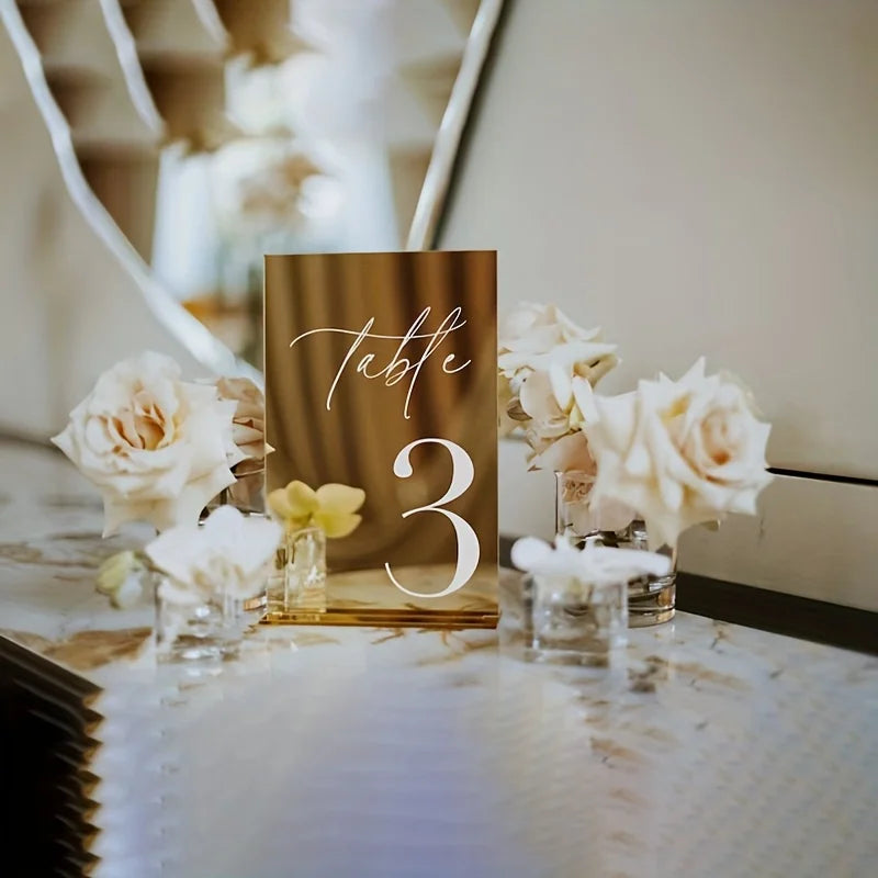 Gold Acrylic Wedding Table Numbers (1-25)