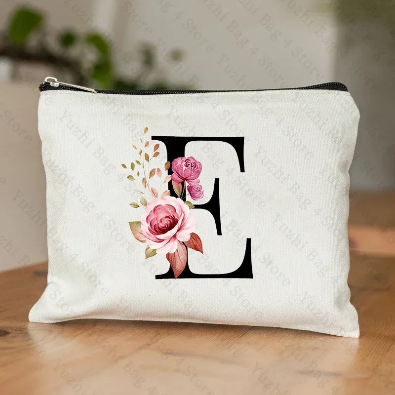 Personalised Initial Floral Makeup Pouch