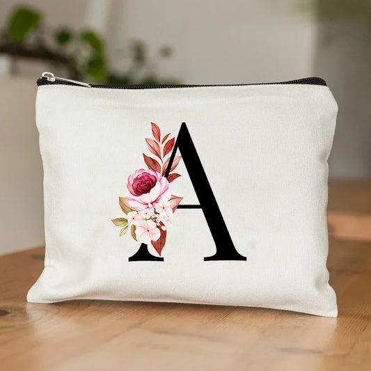 Personalised Initial Floral Makeup Pouch