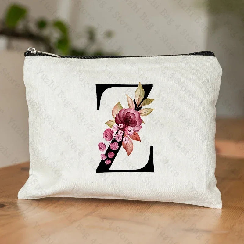 Personalised Initial Floral Makeup Pouch
