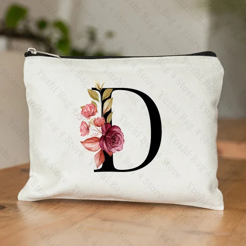 Personalised Initial Floral Makeup Pouch