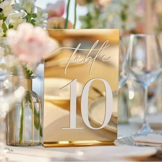 Gold Acrylic Wedding Table Numbers (1-25)