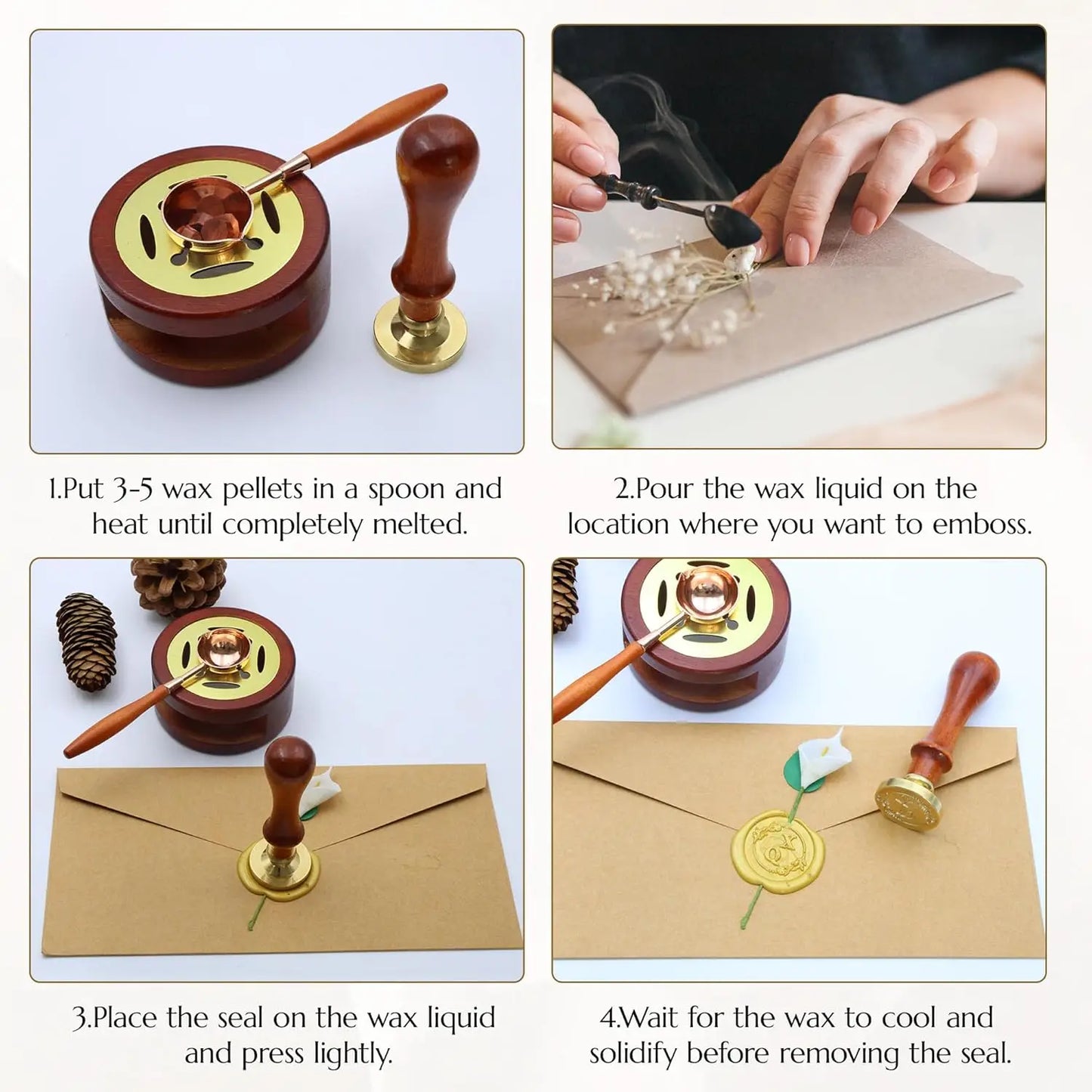 Custom Wax Seal Stamp - Wedding Monogram & Logo