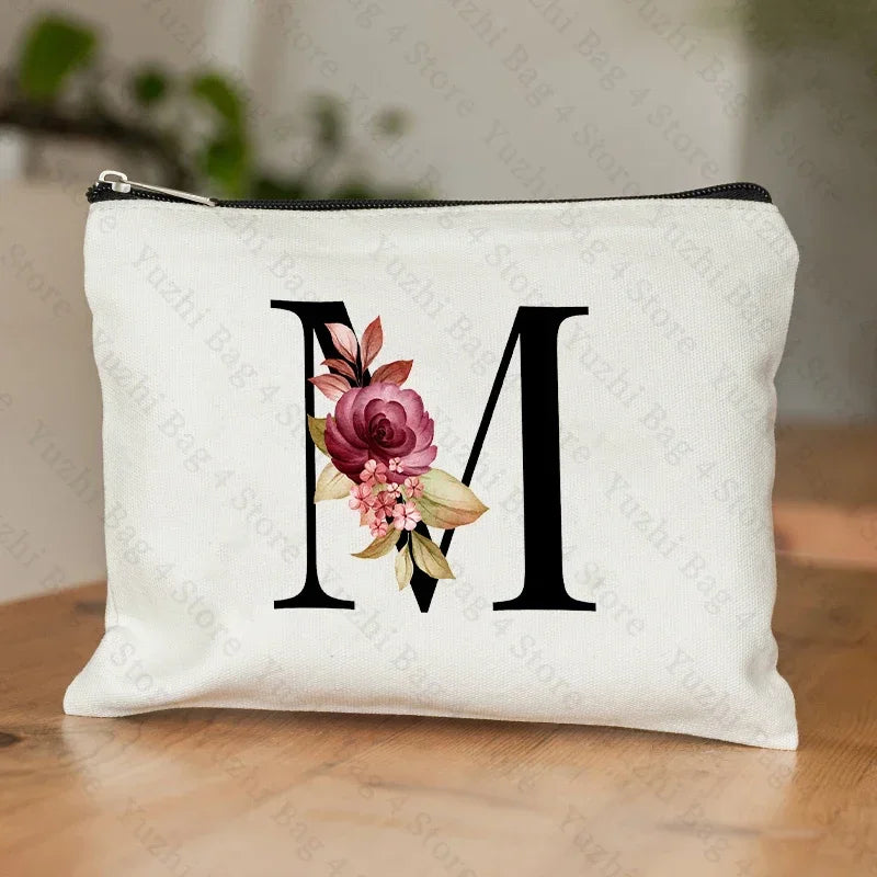 Personalised Initial Floral Makeup Pouch