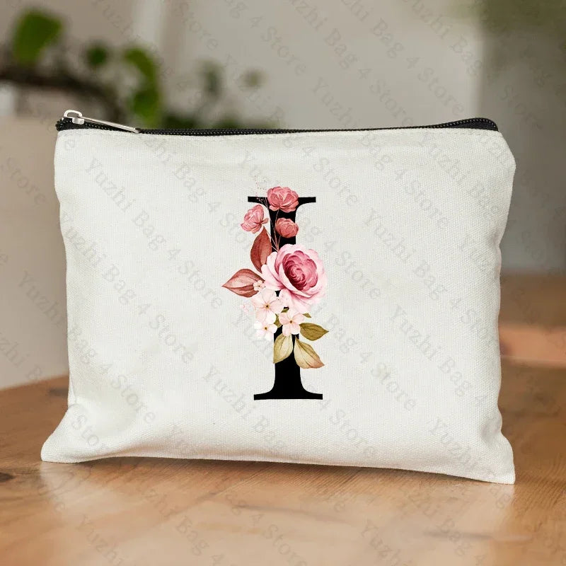 Personalised Initial Floral Makeup Pouch
