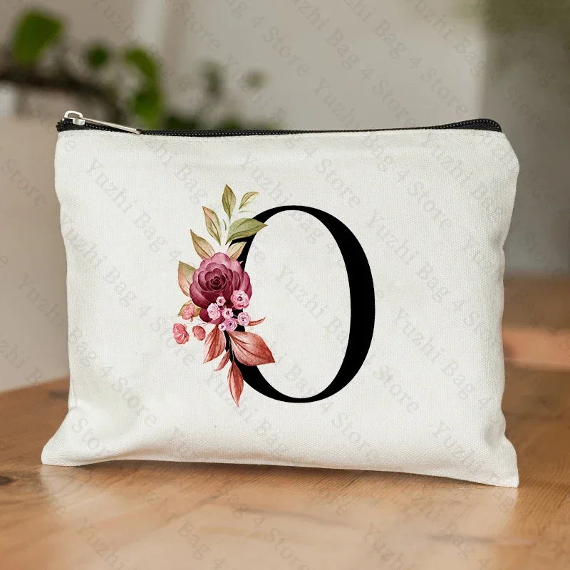 Personalised Initial Floral Makeup Pouch