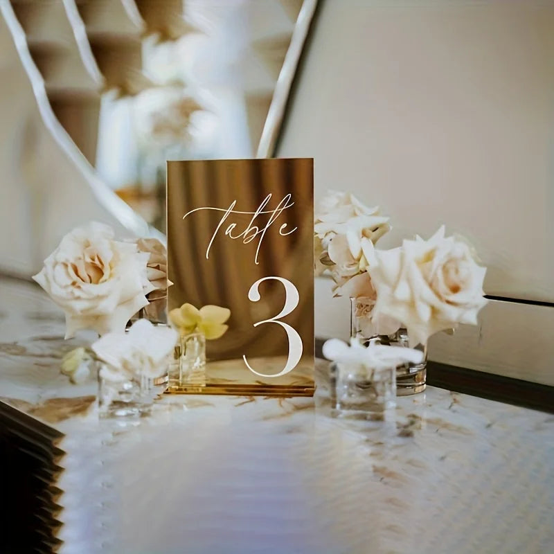 Gold Acrylic Wedding Table Numbers (1-25)
