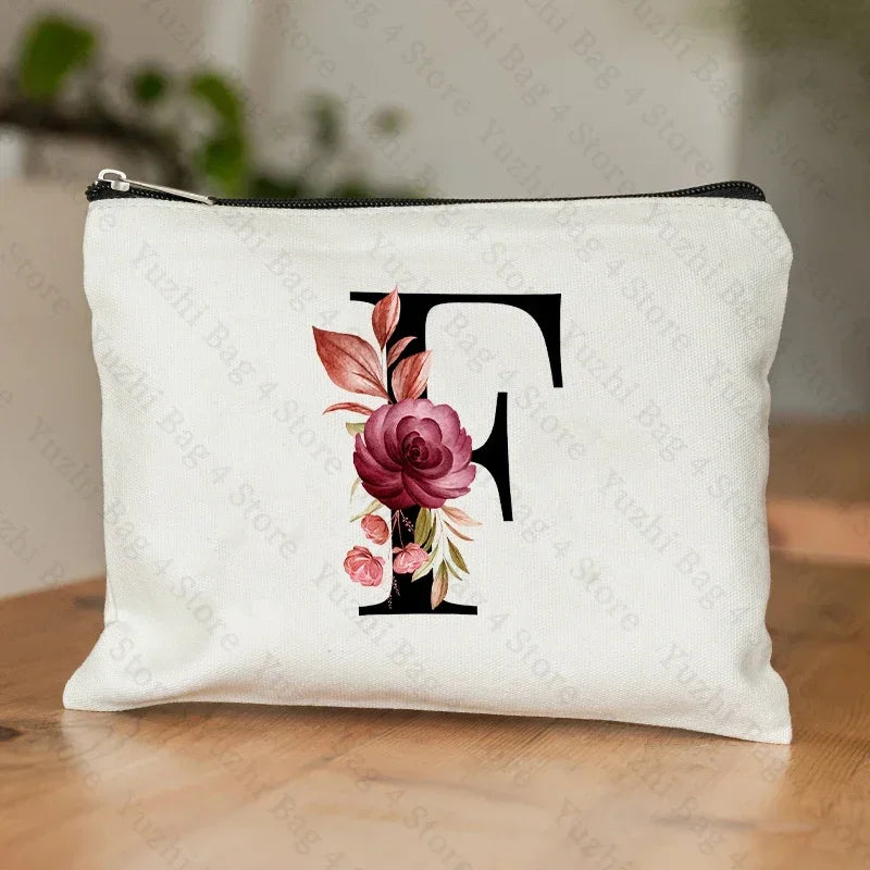 Personalised Initial Floral Makeup Pouch