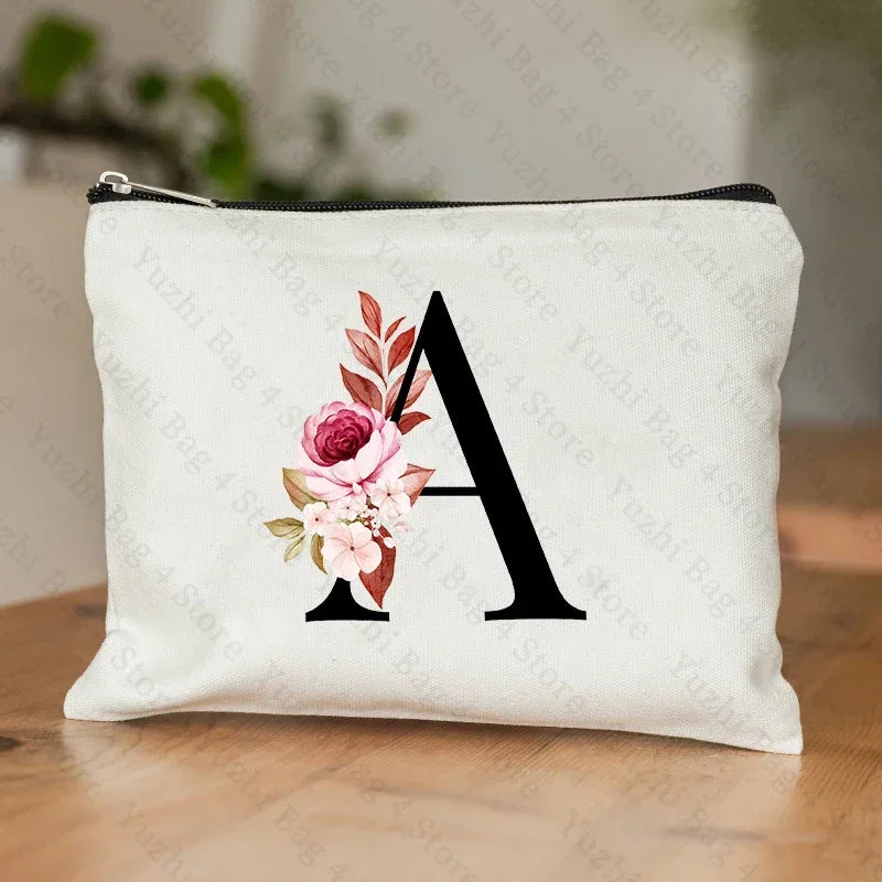 Personalised Initial Floral Makeup Pouch