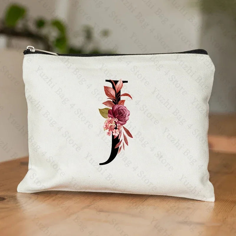 Personalised Initial Floral Makeup Pouch
