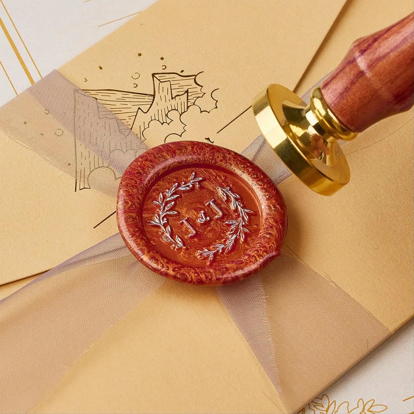 Custom Wax Seal Stamp - Wedding Monogram & Logo