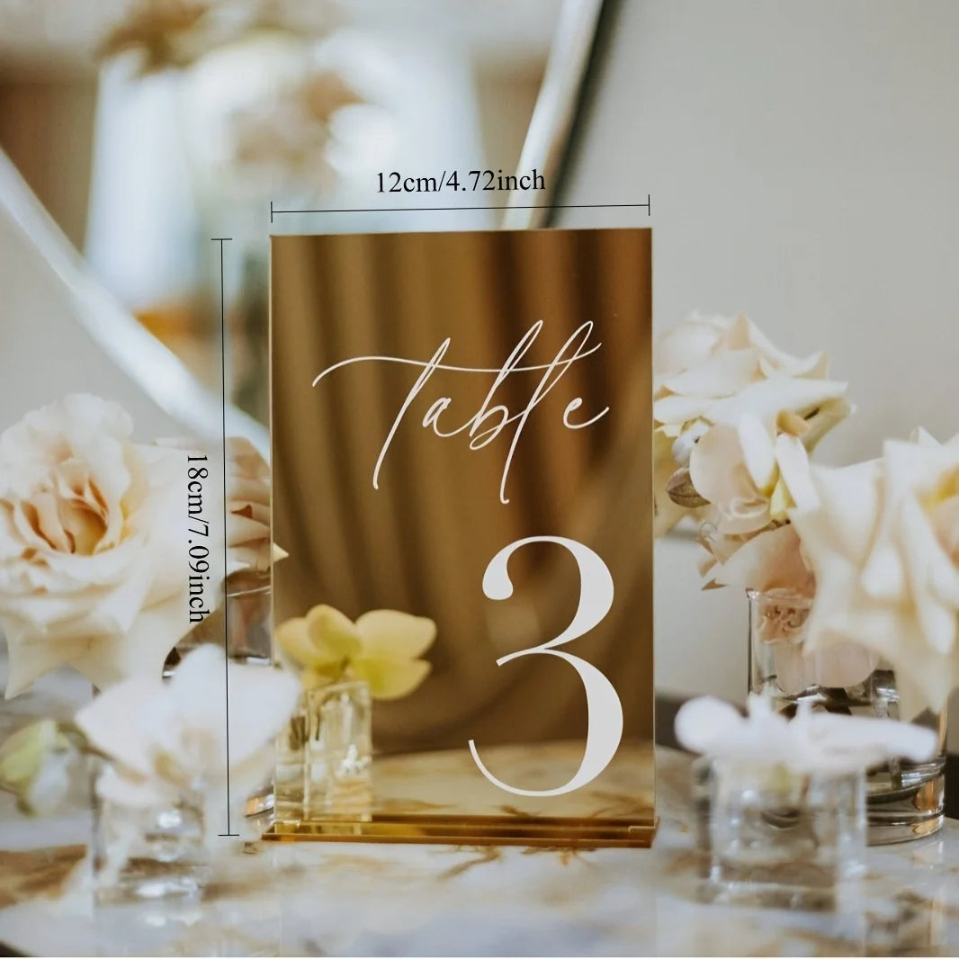 Gold Acrylic Wedding Table Numbers (1-25)