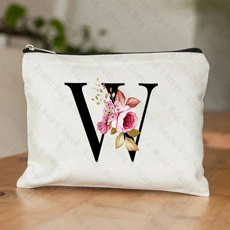 Personalised Initial Floral Makeup Pouch