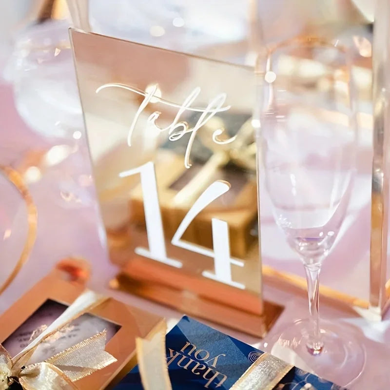 Gold Acrylic Wedding Table Numbers (1-25)